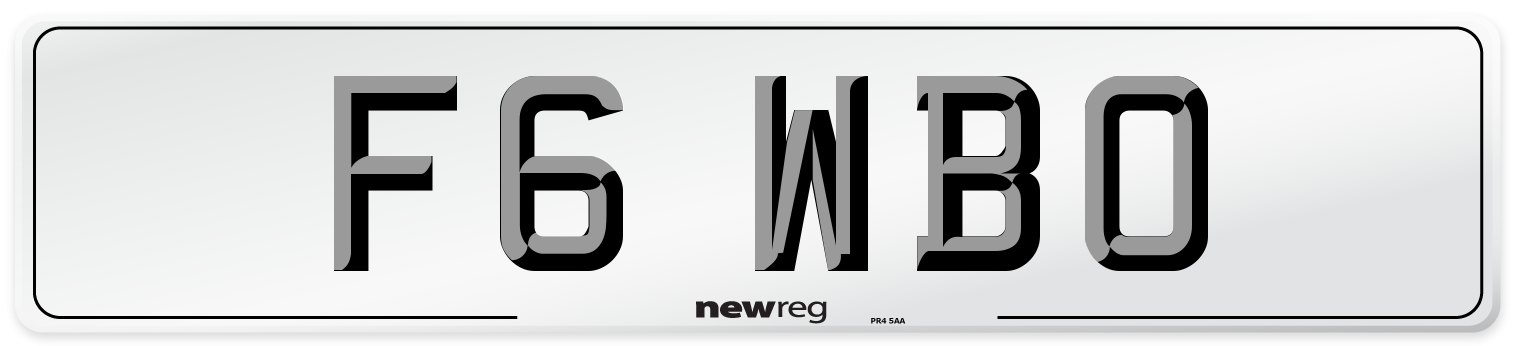 F6 WBO Number Plate from New Reg